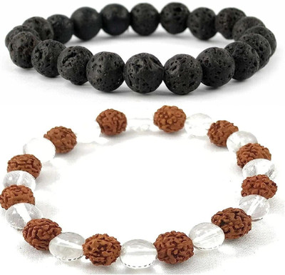 HouseOfCommon Stone, Crystal, Rudraksha Bracelet(Pack of 2)