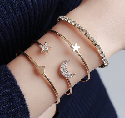 Vembley Alloy Cubic Zirconia Gold-plated Cuff(Pack of 4)