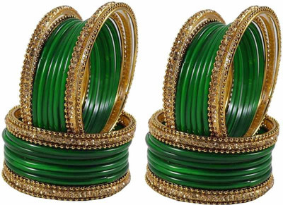 Suhagan Glass Zircon Bangle Set(Pack of 10)