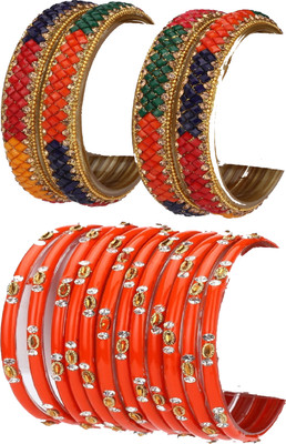 1st Time Glass Beads, Crystal Enamel Bangle Set(Pack of 10)
