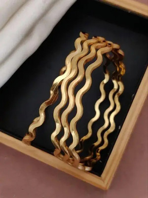 MHKART Brass Gold-plated Bangle Set(Pack of 4)