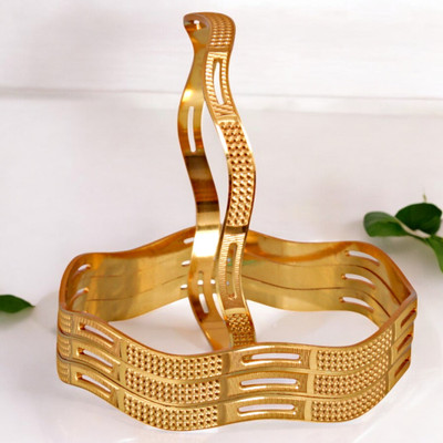 Lucky Jewellery Brass Gold-plated Bangle Set(Pack of 4)