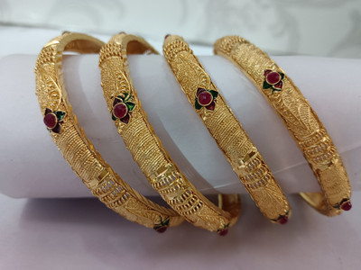 khanak Brass Gold-plated Bangle Set(Pack of 4)