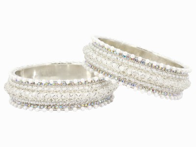 ZULKA Alloy Pearl, Zircon Kada(Pack of 2)