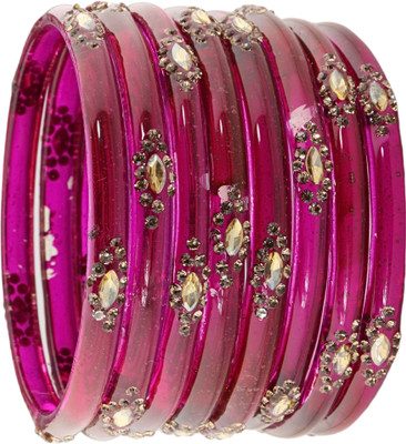 ZULKA Glass Diamond, Zircon Bangle Set(Pack of 8)