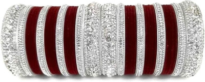Valya Metal, Plastic Zircon Silver Bangle Set(Pack of 36)