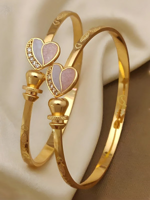 TINALIVA Brass Crystal Gold-plated Bangle(Pack of 2)