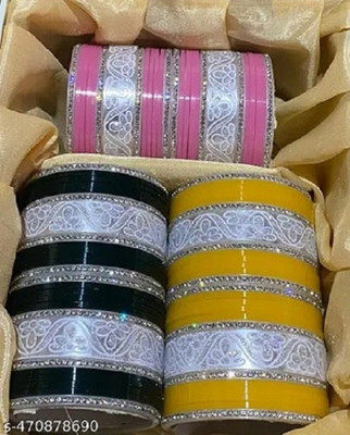 Razaenterprises Plastic Crystal Bangle Set(Pack of 3)