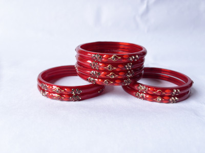 Bhooprama Glass Crystal Enamel Bangle Set(Pack of 8)