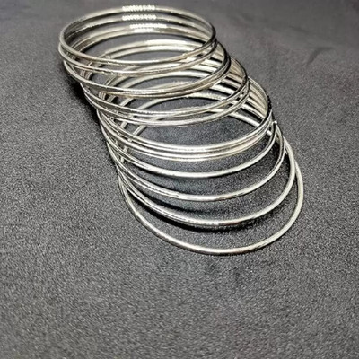 Fab Creations Alloy Silver Bangle Set(Pack of 12)