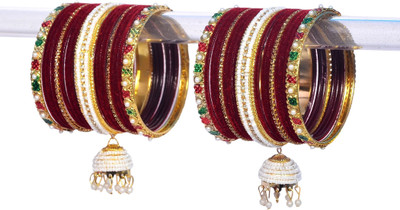 OJHA Metal, Fabric Beads, Pearl, Zircon Gold-plated Chudas(Pack of 10)