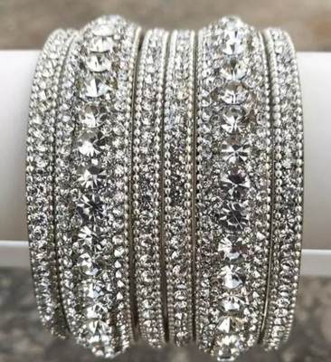 Bfashion Metal Zircon Rhodium Kada(Pack of 6)