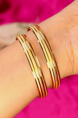 Swarnaari Brass Gold-plated Bangle Set(Pack of 2)