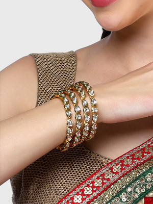 Karatcart Alloy Crystal Gold-plated Bangle Set(Pack of 4)