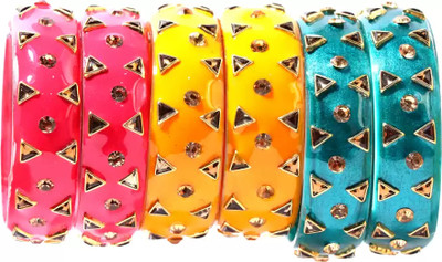Jay Enterprises Glass Cubic Zirconia Kada(Pack of 6)