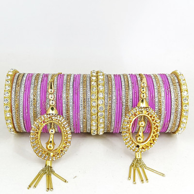 PRETTY GEMS Metal Zircon Bangle Set(Pack of 58)