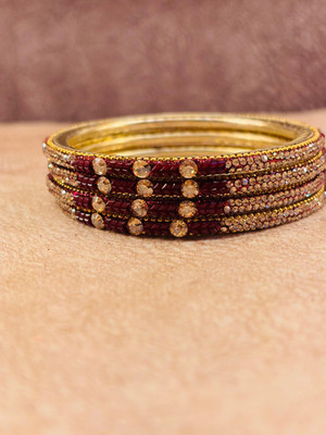 Crazy art gallery Resin Zircon Gold-plated Bangle Set(Pack of 4)