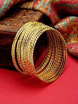 ZENEME Brass Gold-plated Bangle Set(Pack of 12)