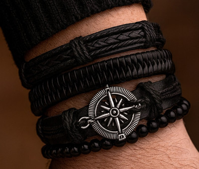 Rgulus Leather Rhodium Bracelet