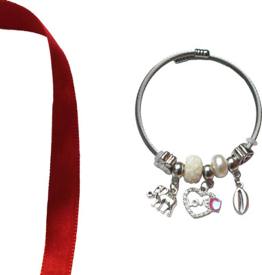 Aainara Oxidised Silver Charm Bracelet