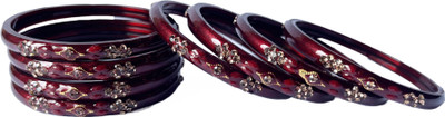 Karaavi Glass Crystal Enamel Bangle Set(Pack of 8)