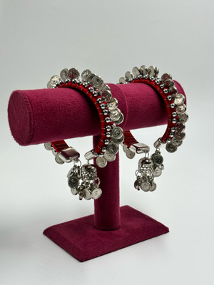 SatnamCreation Alloy Pearl Silver Coated Bangle Set(Pack of 2)
