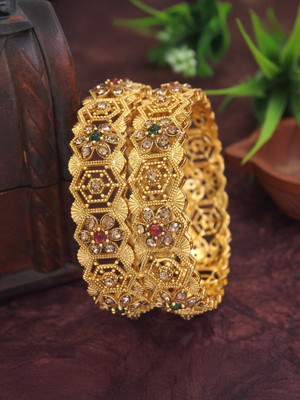 SGA FASHION Alloy Beads Gold-plated Bangle Set(Pack of 2)