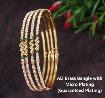 Atulya Brass Cubic Zirconia Gold-plated Bangle Set(Pack of 4)