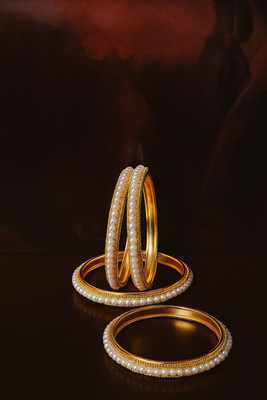 VENUST Alloy Pearl Gold-plated Bangle Set(Pack of 4)