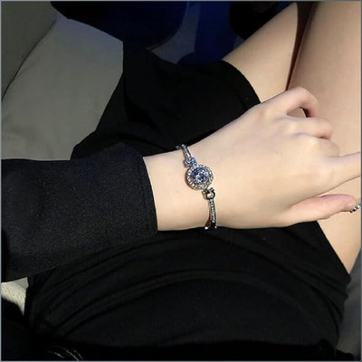 Daliva Alloy Cubic Zirconia Silver Bracelet