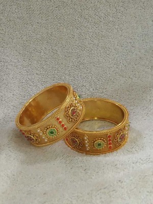 bhumi creation Alloy Pearl Gold-plated Bangle Set