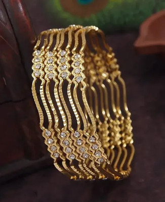 HouseOfCommon Brass Gold-plated Bangle Set(Pack of 4)