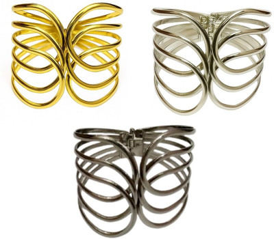Evaraah Stainless Steel Gold-plated, Silver Bracelet(Pack of 3)