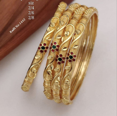 Shree Fashions World Brass Gold-plated Bangle Set(Pack of 4)
