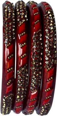 Karaavi Glass Crystal Bangle Set(Pack of 4)
