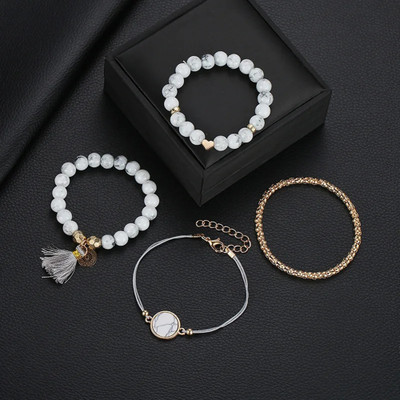 Thrillz Alloy Beads Gold-plated Bracelet(Pack of 4)
