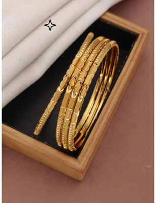 arches Brass Gold-plated Bangle Set(Pack of 4)