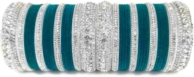 SSONLINEBAZAR Metal, Plastic Zircon Silver Bangle Set(Pack of 10)