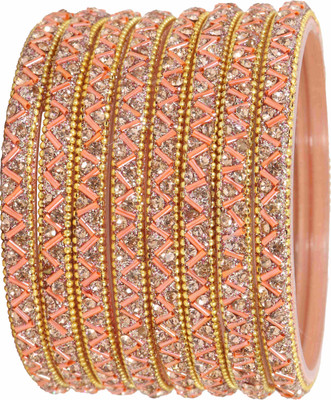 ZULKA Glass Zircon Bangle Set(Pack of 8)