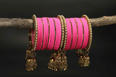 Amika Metal Zircon Gold-plated Bangle Set(Pack of 42)