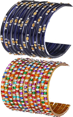 1st Time Glass Beads, Crystal Enamel Bangle Set(Pack of 10)