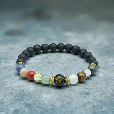 Vedic Hind Stone, Crystal Beads, Lapis Lazuli, Moonstone, Quartz Bracelet
