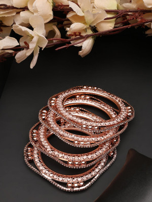 Styylo Jewels Brass Cubic Zirconia Gold-plated Bangle Set(Pack of 4)