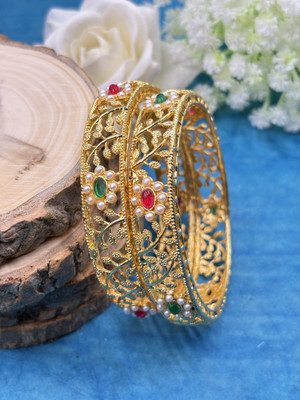 kewai Alloy Beads Gold-plated Bangle Set(Pack of 2)