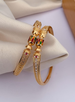 HmJewelry Alloy Cubic Zirconia Gold-plated Bangle Set(Pack of 2)