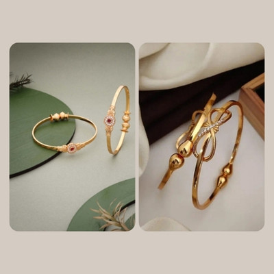 VEDDAA Brass Diamond Gold-plated Bangle Set(Pack of 4)