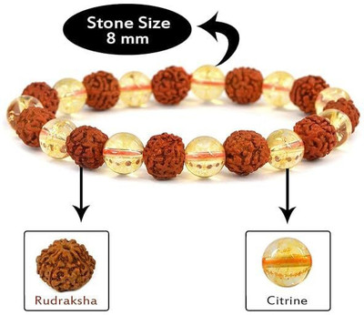 VIBESLE Crystal, Rudraksha, Citrine Beads Charm Bracelet