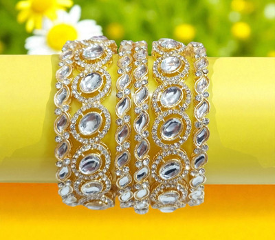 jayajwell Alloy Zircon Gold-plated Bangle Set(Pack of 6)