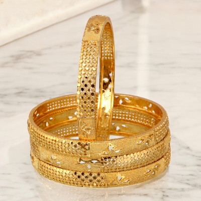 Lucky Jewellery Alloy Gold-plated Bangle Set(Pack of 4)