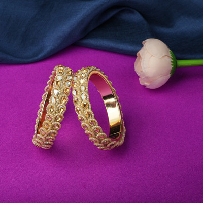 HEENAZ Metal Zircon Bangle Set(Pack of 2)